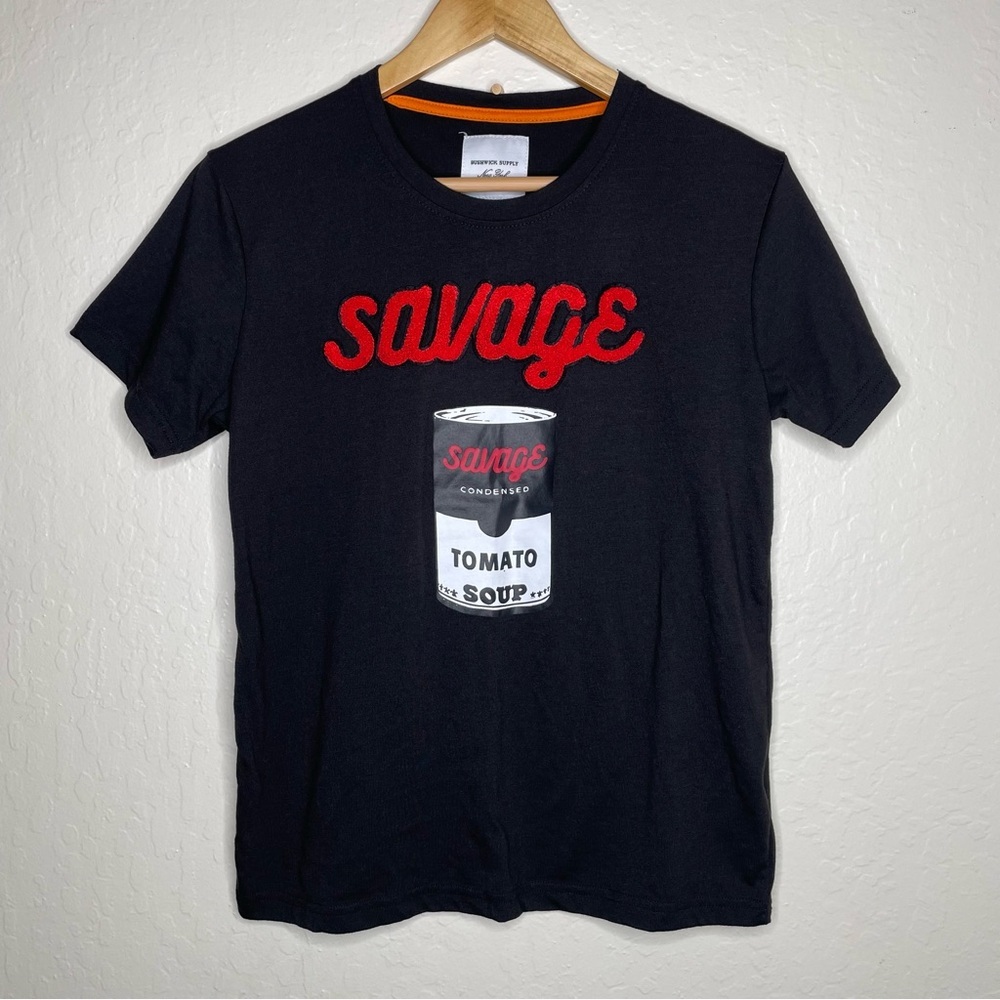 Bushwick Supply NYC Savage Tomato Soup T-SHIRT SMALL Black Red Pop-Art Street